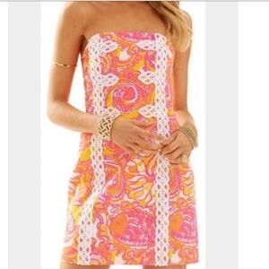 Lilly Pulitzer Tensy Dress Strapless Sea  & Be Seen Mini Size 2 Resortwear